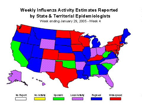 U. S. map for Weekly Influenza Activity
