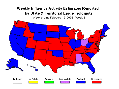 U. S. map for Weekly Influenza Activity