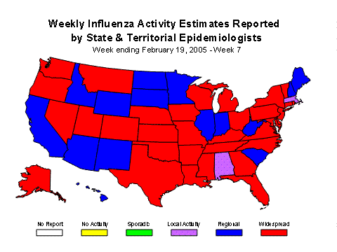 U. S. map for Weekly Influenza Activity