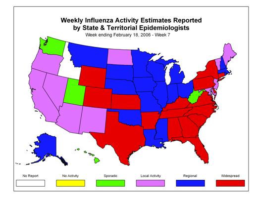 U. S. map for Weekly Influenza Activity