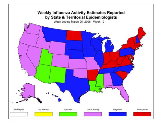 U. S. map for Weekly Influenza Activity