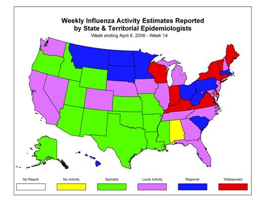 U. S. map for Weekly Influenza Activity