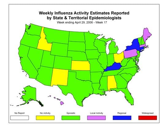 U. S. map for Weekly Influenza Activity
