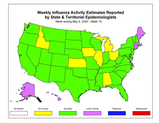U. S. map for Weekly Influenza Activity