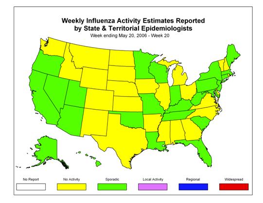 U. S. map for Weekly Influenza Activity