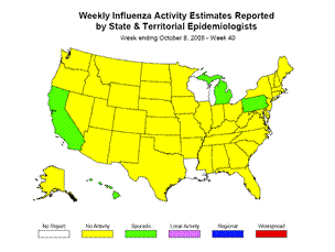 U. S. map for Weekly Influenza Activity