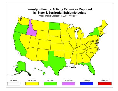 U. S. map for Weekly Influenza Activity