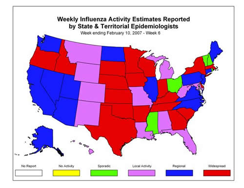 U. S. map for Weekly Influenza Activity