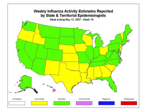 U. S. map for Weekly Influenza Activity