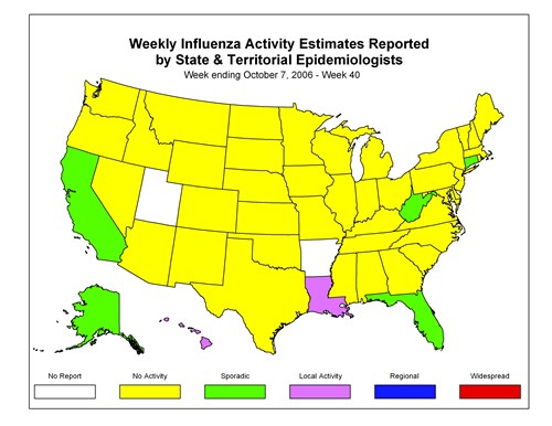 U. S. map for Weekly Influenza Activity