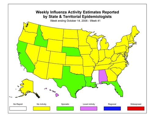 U. S. map for Weekly Influenza Activity