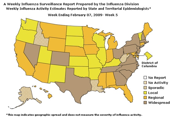 U. S. map for Weekly Influenza Activity