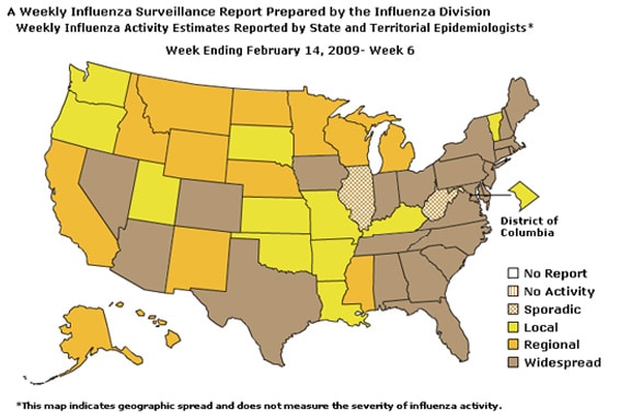 U. S. map for Weekly Influenza Activity