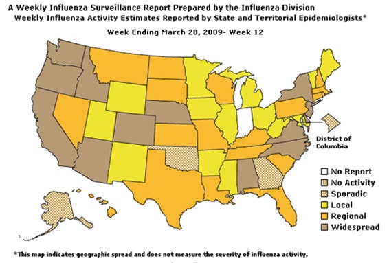 U. S. map for Weekly Influenza Activity