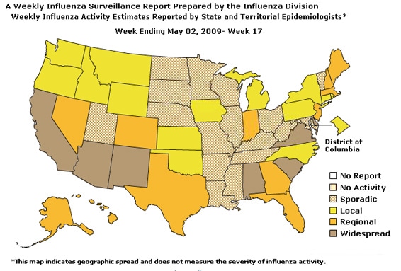 U. S. map for Weekly Influenza Activity