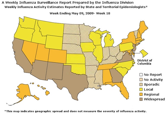 U. S. map for Weekly Influenza Activity