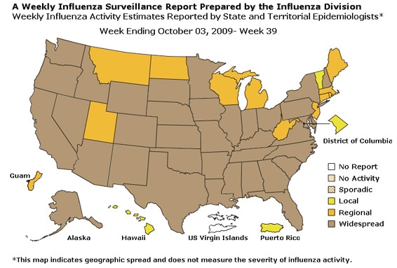 U. S. map for Weekly Influenza Activity