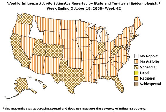 U. S. map for Weekly Influenza Activity