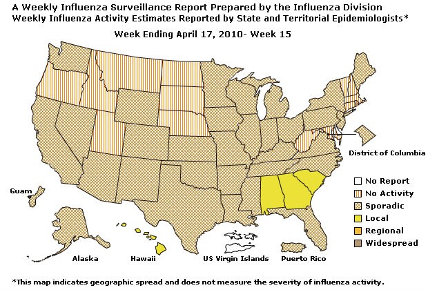 U. S. Map for Weekly Influenza Activity