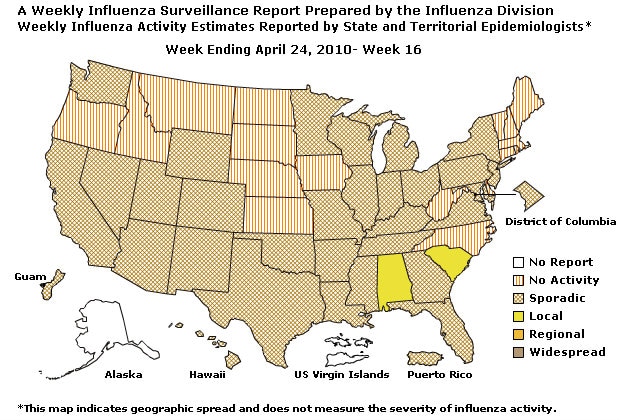 U. S. Map for Weekly Influenza Activity