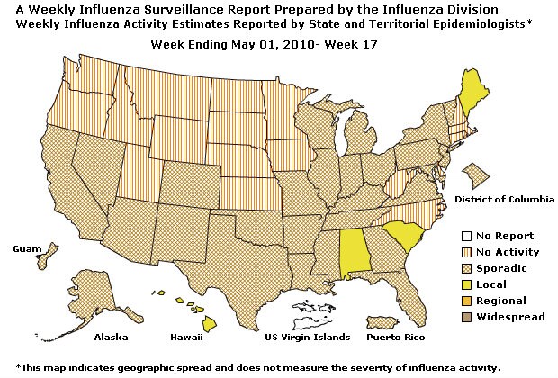 U. S. Map for Weekly Influenza Activity