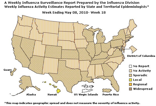 U. S. Map for Weekly Influenza Activity