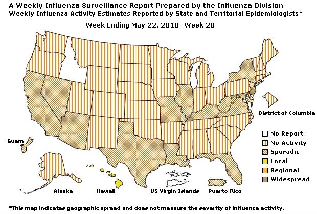 U. S. Map for Weekly Influenza Activity