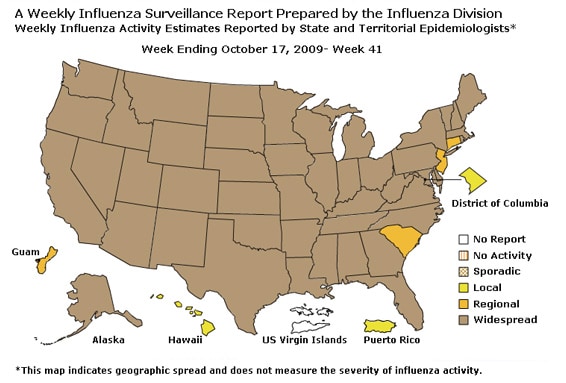 U. S. Map for Weekly Influenza Activity