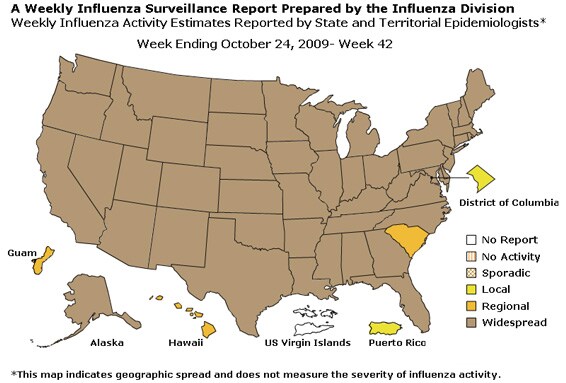 U. S. Map for Weekly Influenza Activity