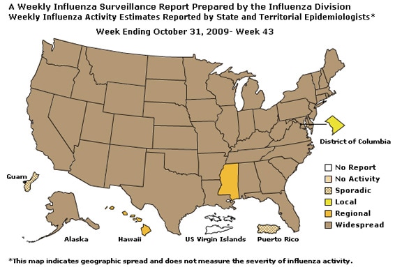 U. S. Map for Weekly Influenza Activity