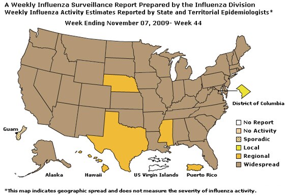 U. S. Map for Weekly Influenza Activity