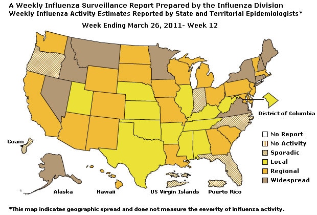 U. S. Map for Weekly Influenza Activity