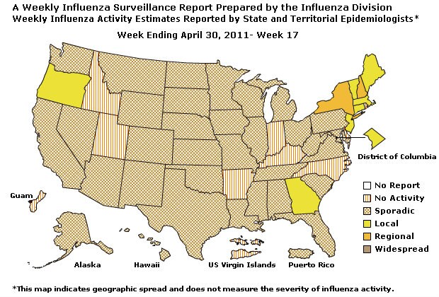 U. S. Map for Weekly Influenza Activity