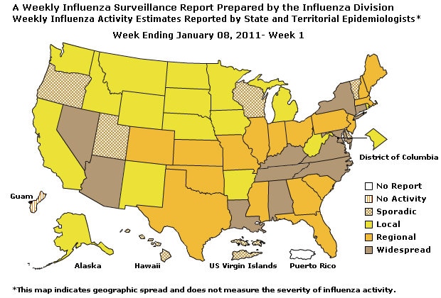 U. S. Map for Weekly Influenza Activity