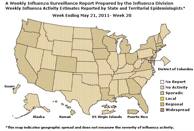 U. S. Map for Weekly Influenza Activity
