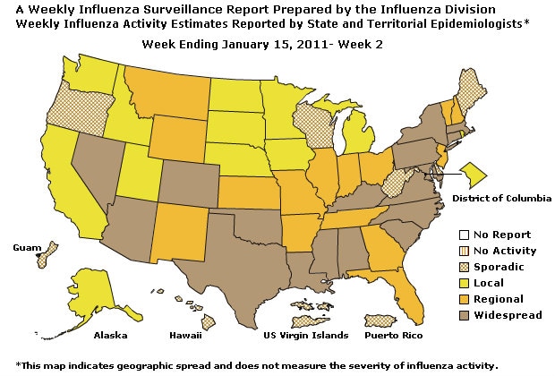 U. S. Map for Weekly Influenza Activity