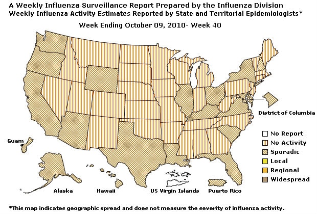 U. S. Map for Weekly Influenza Activity