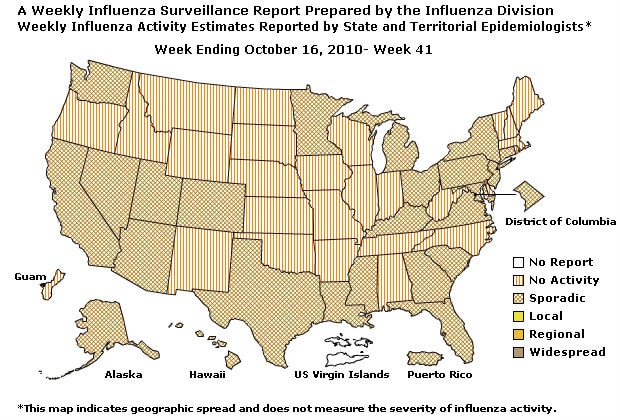 U. S. Map for Weekly Influenza Activity