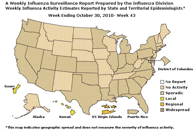 U. S. Map for Weekly Influenza Activity