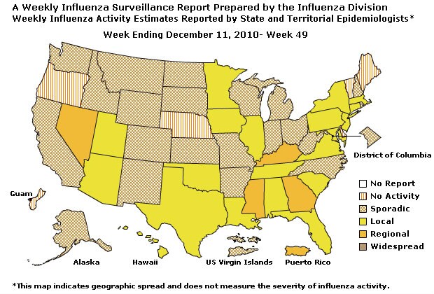 U. S. Map for Weekly Influenza Activity