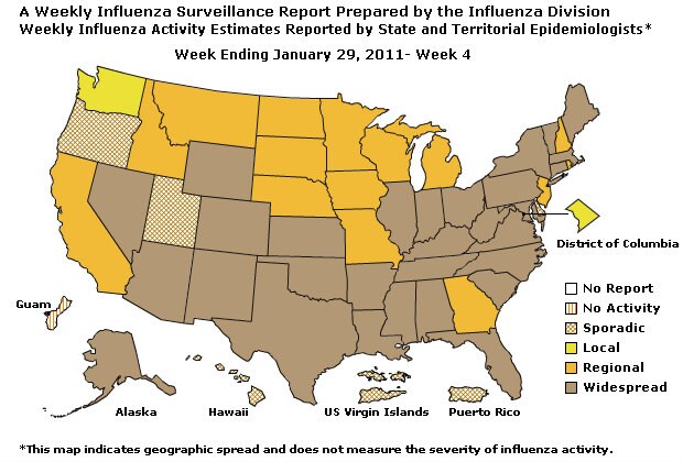 U. S. Map for Weekly Influenza Activity