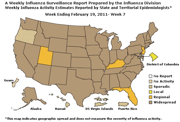 U. S. Map for Weekly Influenza Activity