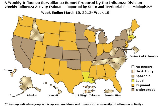 U. S. Map for Weekly Influenza Activity