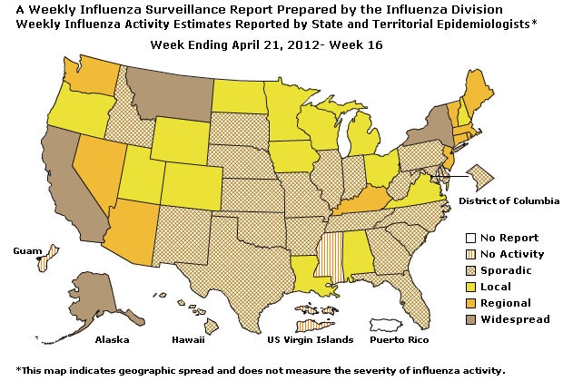 U. S. Map for Weekly Influenza Activity