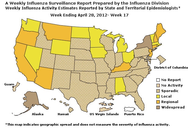 U. S. Map for Weekly Influenza Activity