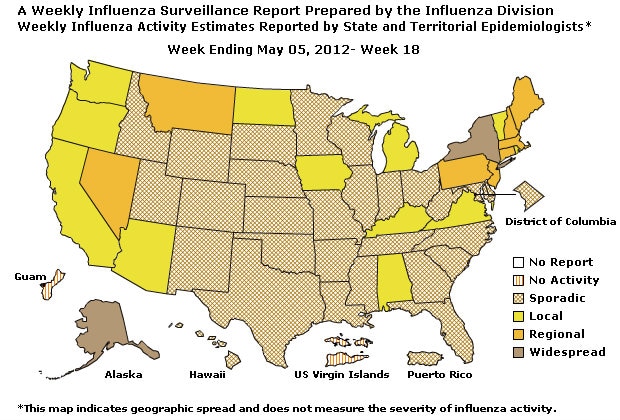 U. S. Map for Weekly Influenza Activity