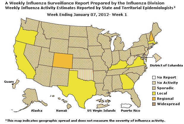 U. S. Map for Weekly Influenza Activity