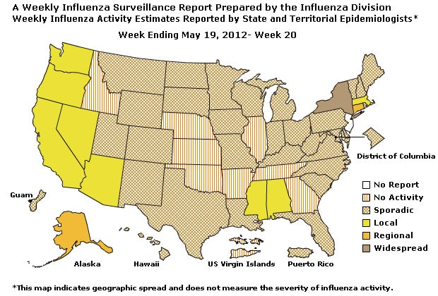 U. S. Map for Weekly Influenza Activity