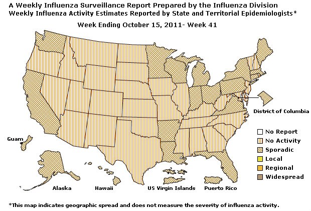 U. S. Map for Weekly Influenza Activity