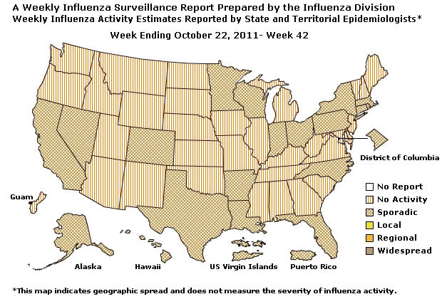 U. S. Map for Weekly Influenza Activity